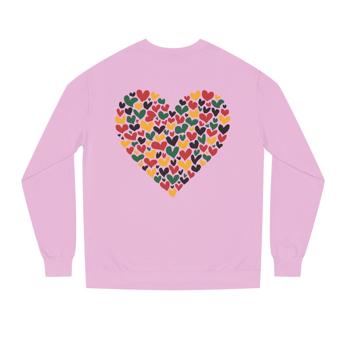 Colorful Heart Pattern Sweatshirt — Cozy Valentine/Everyday Love Crewneck
