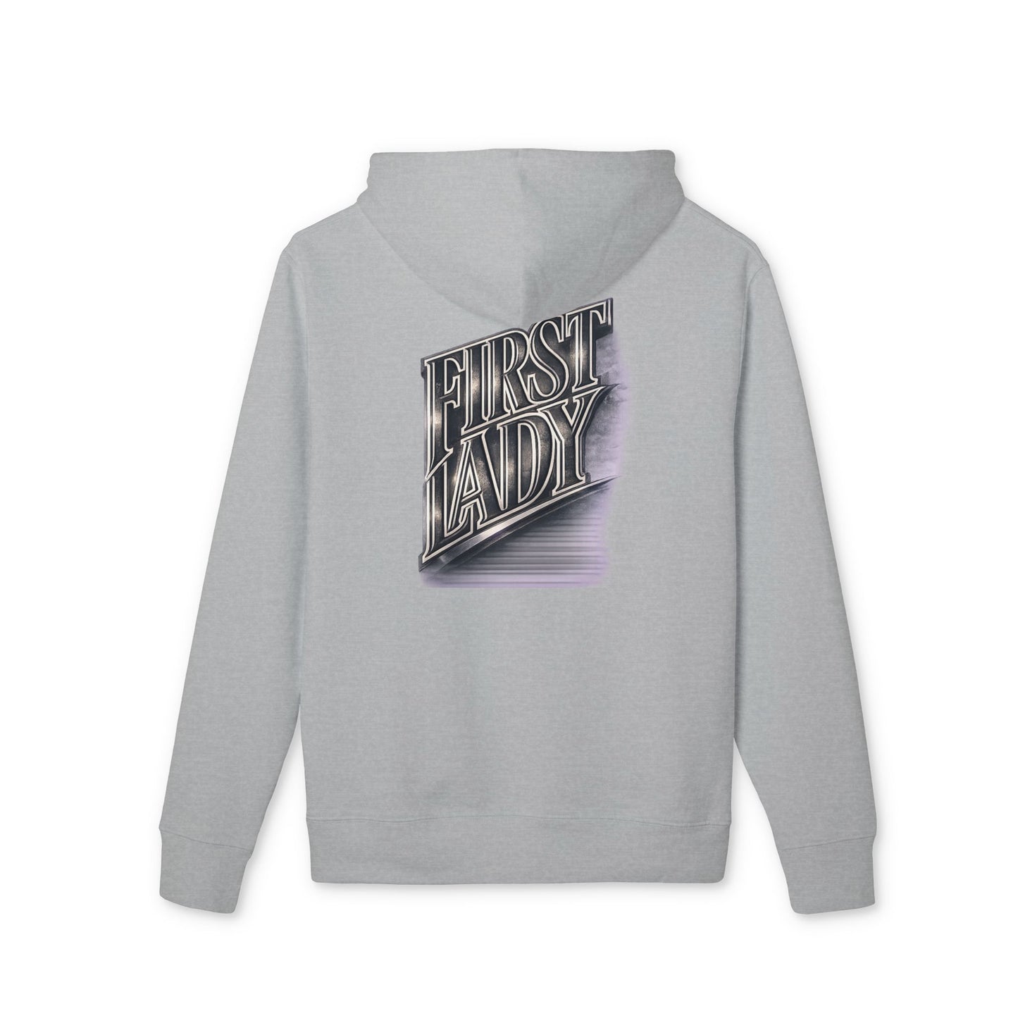 First Lady Graphic Hoodie — Retro Metallic Lettering Pullover
