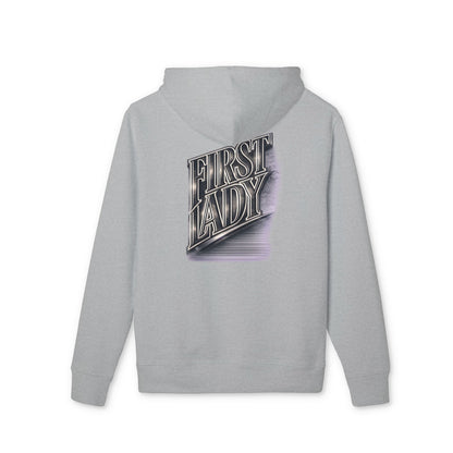 First Lady Graphic Hoodie — Retro Metallic Lettering Pullover