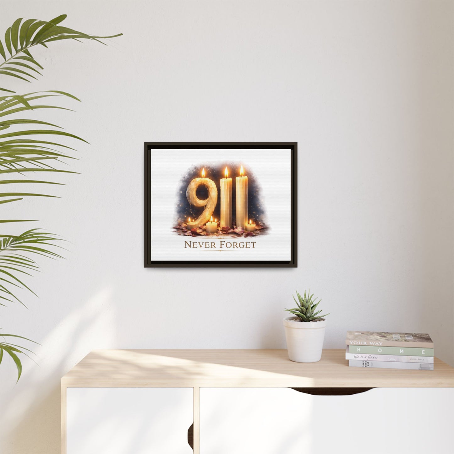 9/11 Never Forget Framed Canvas Print
