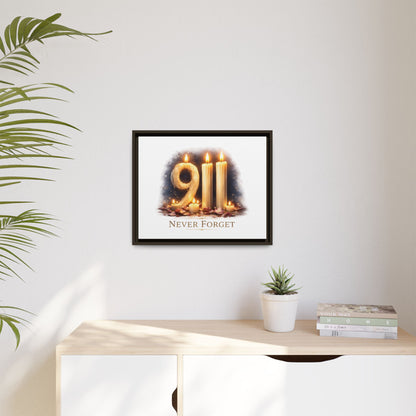 9/11 Never Forget Framed Canvas Print
