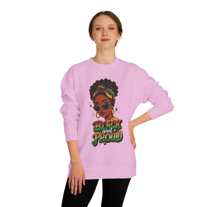Black and Proud Crewneck Sweatshirt – Afrocentric Rasta Colors Graphic