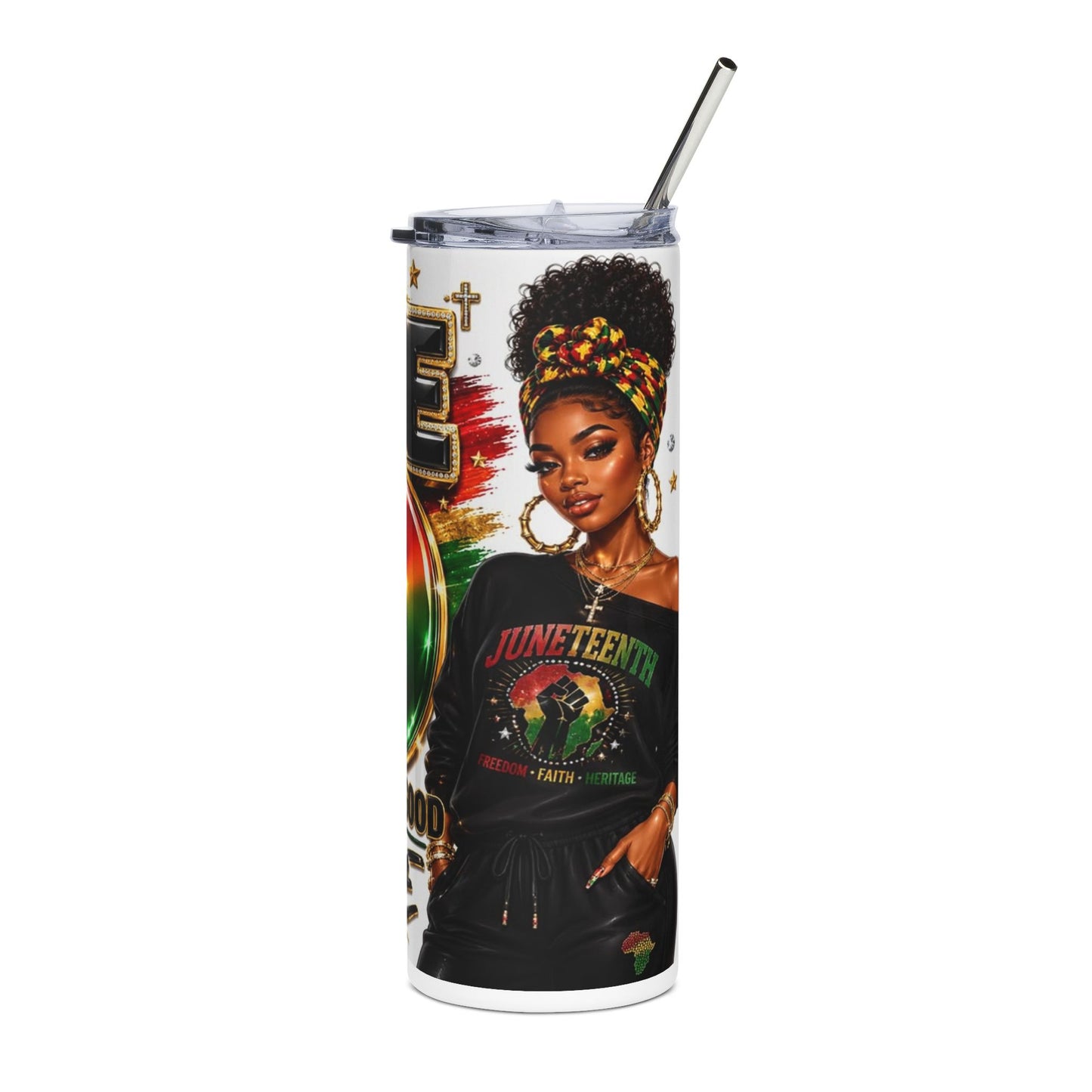 20oz Stainless Tumbler — Patriotic "June 19" Juneteenth Freedom Design