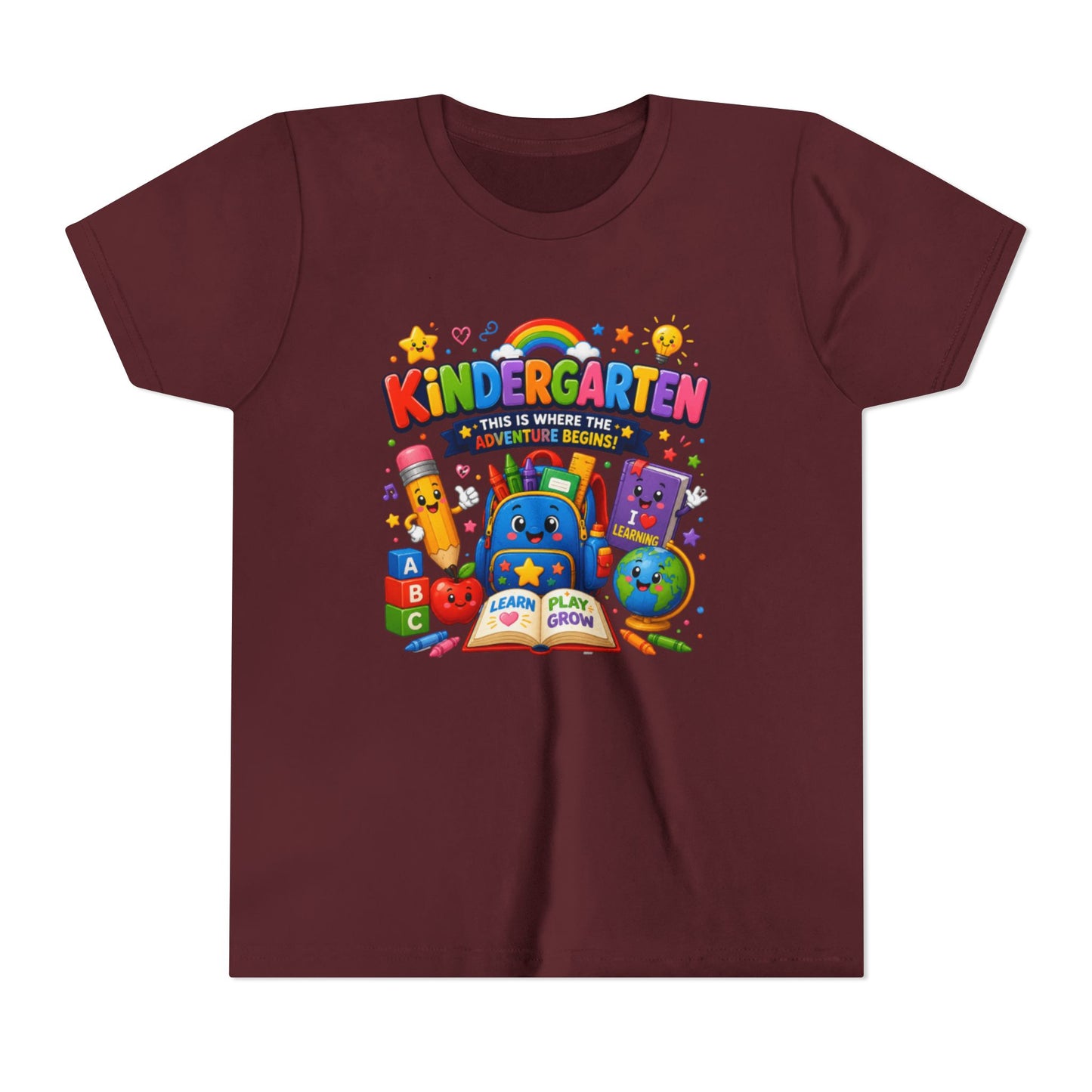 Kindergarten Kids T‑Shirt — 'Kindergarten: This Is Where the Fun Begins' Colorful Back-to-School Tee