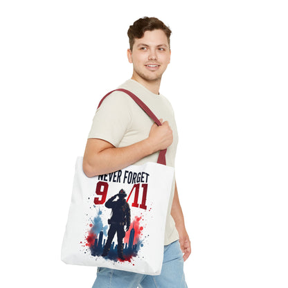 Never Forget 9/11 Tribute Tote Bag — Memorial Patriotic Canvas Carryall