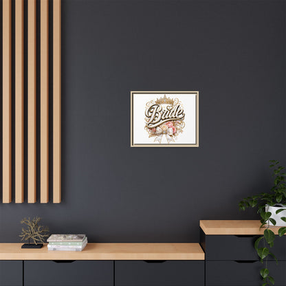 Framed Bride Canvas Wall Art — Elegant Bridal Crown & Floral Wedding Decor
