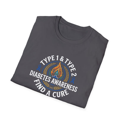 Type 1 & Type 2 Find a Cure Diabetes Awareness T-Shirt