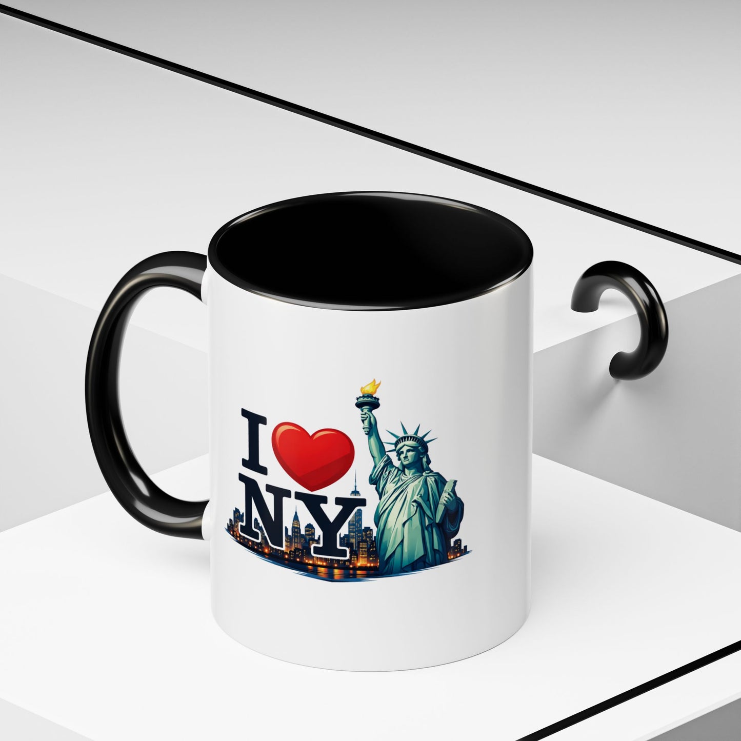 I  NY Statue of Liberty Accent Coffee Mug – New York City Souvenir (11/15 oz)