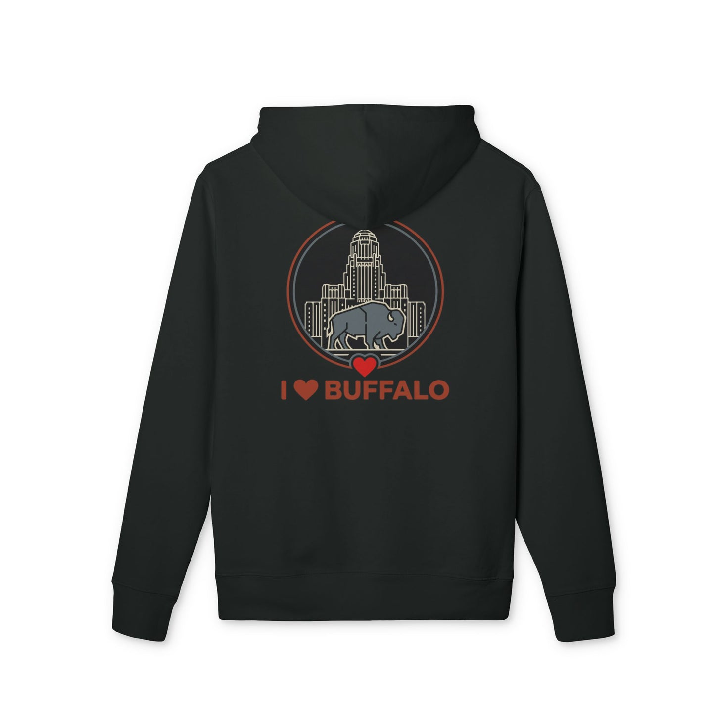 I  Buffalo Skyline Hoodie — Retro Cityscape Sweatshirt for Locals & Tourists