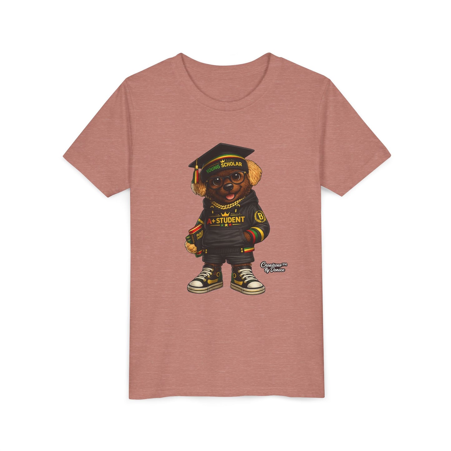 Youth Tee — Scholar Student Bear Graduation Graphic