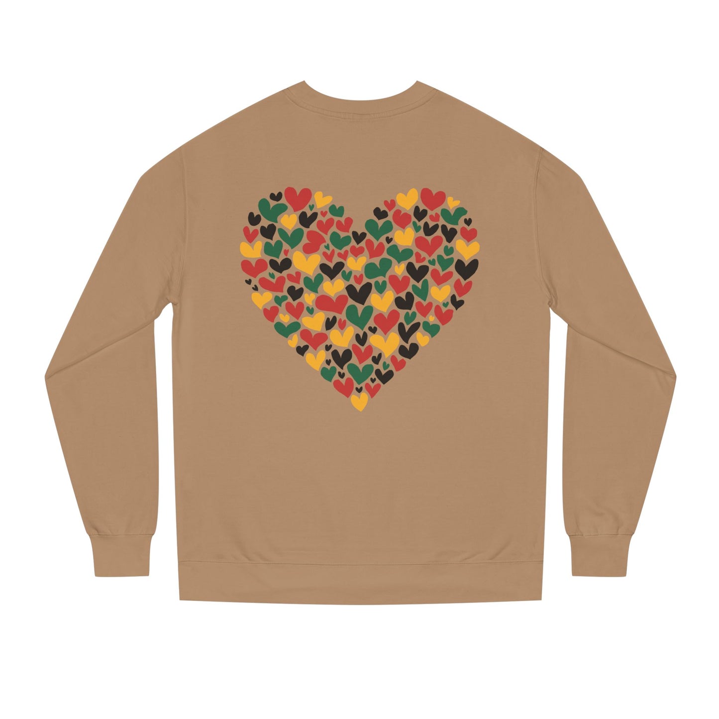 Colorful Heart Pattern Sweatshirt — Cozy Valentine/Everyday Love Crewneck