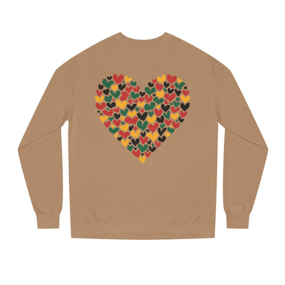 Colorful Heart Pattern Sweatshirt — Cozy Valentine/Everyday Love Crewneck