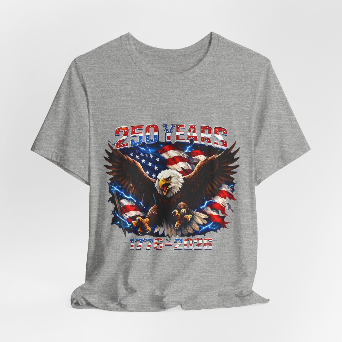 250 Years Bald Eagle American Flag T-Shirt — 1776–2026 Patriotic Tee