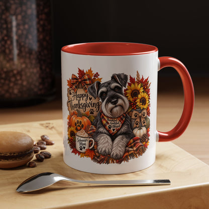 Thanksgiving Schnauzer Coffee Mug — 'Happy Thanksgiving' Autumn Dog Mug (11/15oz)