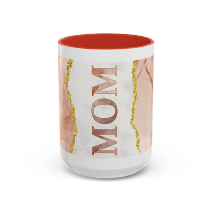 Mom Marble Accent Coffee Mug — Rose Gold & Gold Vein 11/15oz Gift