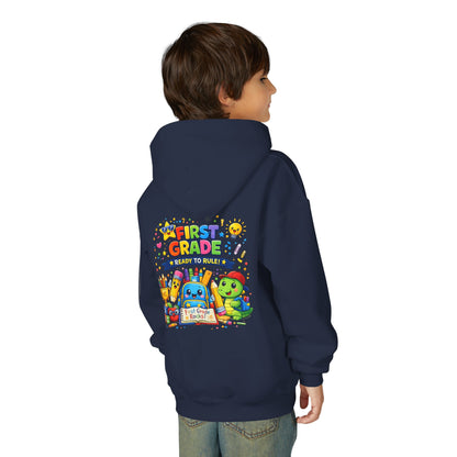 First Grade Hoodie - "First Grade Ready To Rule" Kids Back-to-School Sweatshirt