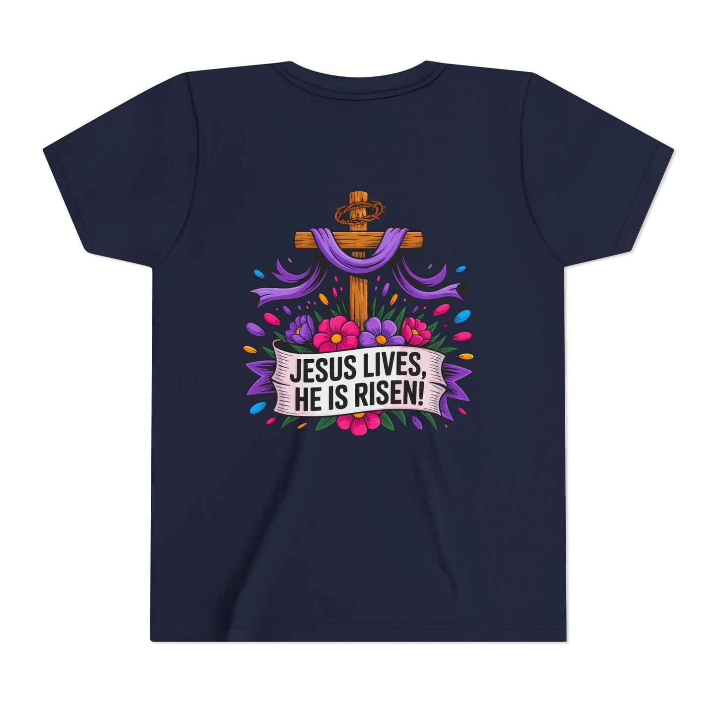 Youth Tee — "Jesus Lives, He Is Risen!" Easter Christian Tee