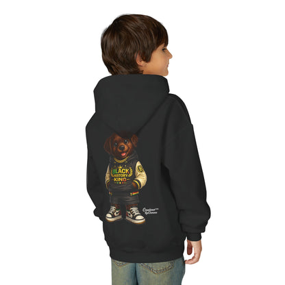 Youth Hoodie — 'Black History Kid' Puppy Graphic Sweatshirt