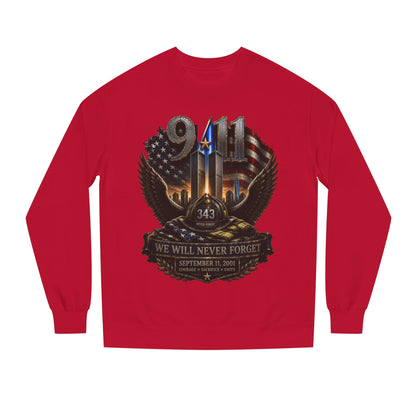 9/11 We Will Never Forget Crewneck Sweatshirt – Memorial Tribute