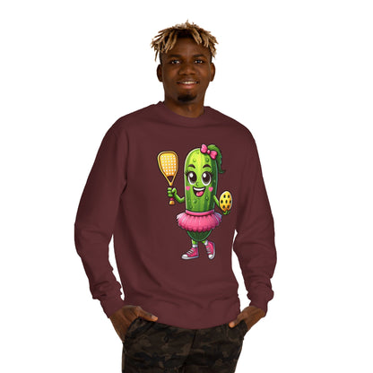 Pickle Paddle T-Shirt — Cute Pickle Playing Pickleball Crewneck
