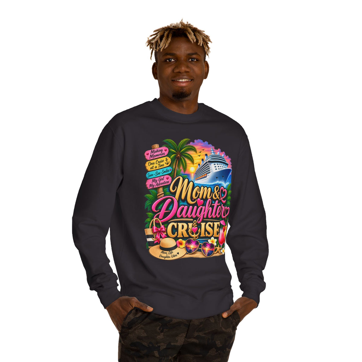 Mom & Daughter Cruise Sweatshirt — Tropical Vacation Cruise Crewneck