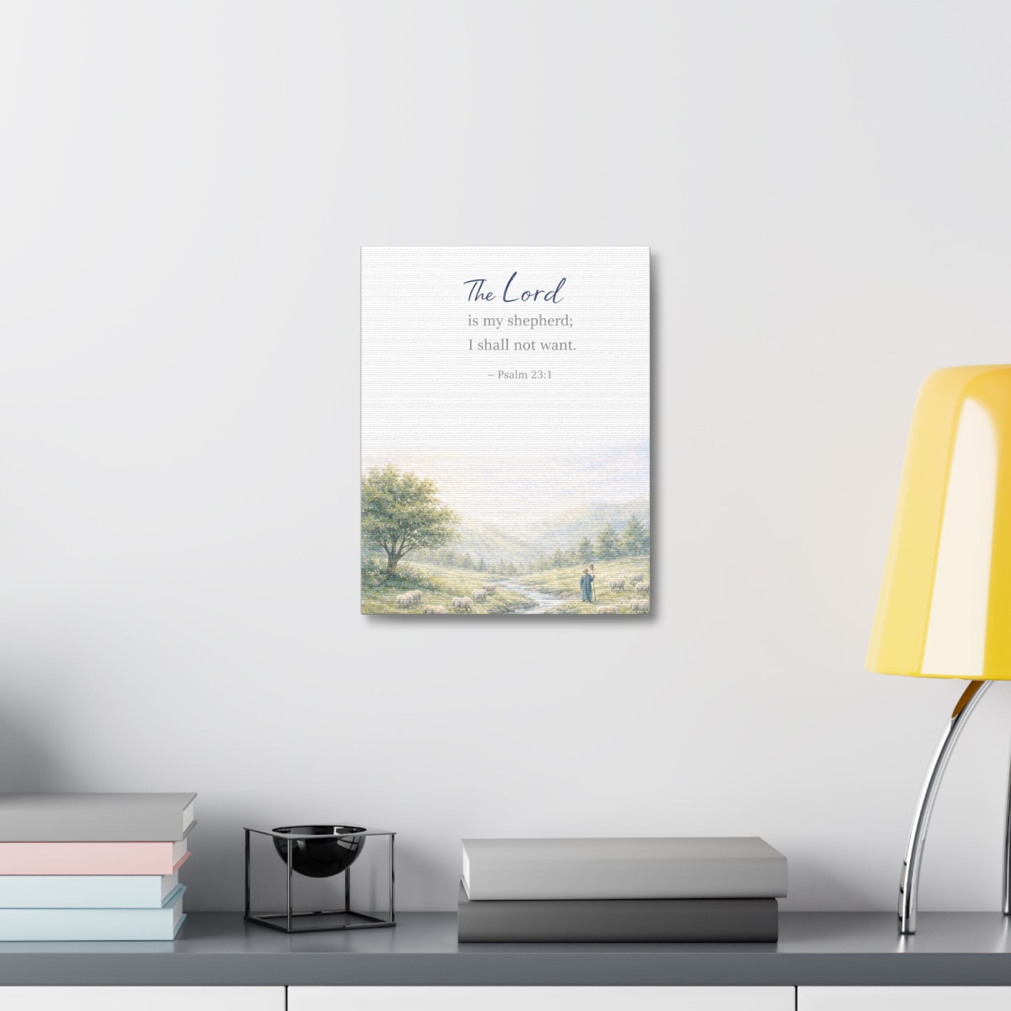 Psalm 23:1 Stretched Canvas – ‘The Lord is my shepherd; I shall not want’ Scenic Wall Art