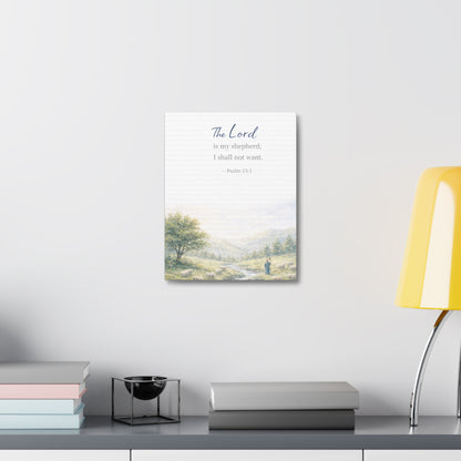 Psalm 23:1 Stretched Canvas – ‘The Lord is my shepherd; I shall not want’ Scenic Wall Art