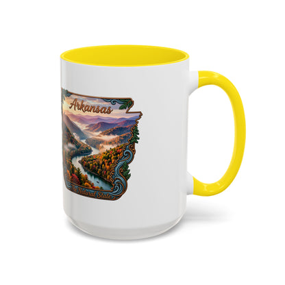 Arkansas Scenic Coffee Mug — Vintage State Map River Landscape (11/15 oz)