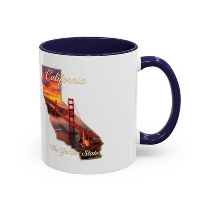 California State Shape Accent Mug – Golden Gate Sunset Coffee Cup (11/15oz)