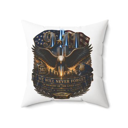9/11 Memorial Eagle Pillow — "We Will Never Forget" Tribute Accent Pillow