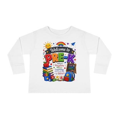 Welcome to Pre-K Toddler Long Sleeve Tee — Colorful Back-to-School Preschool Shirt