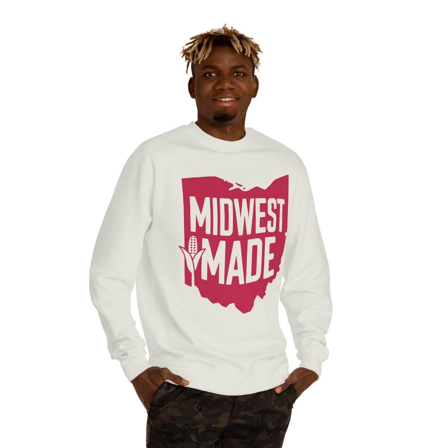 Midwest Made Sweatshirt — Ohio State Outline Corn Graphic Crewneck