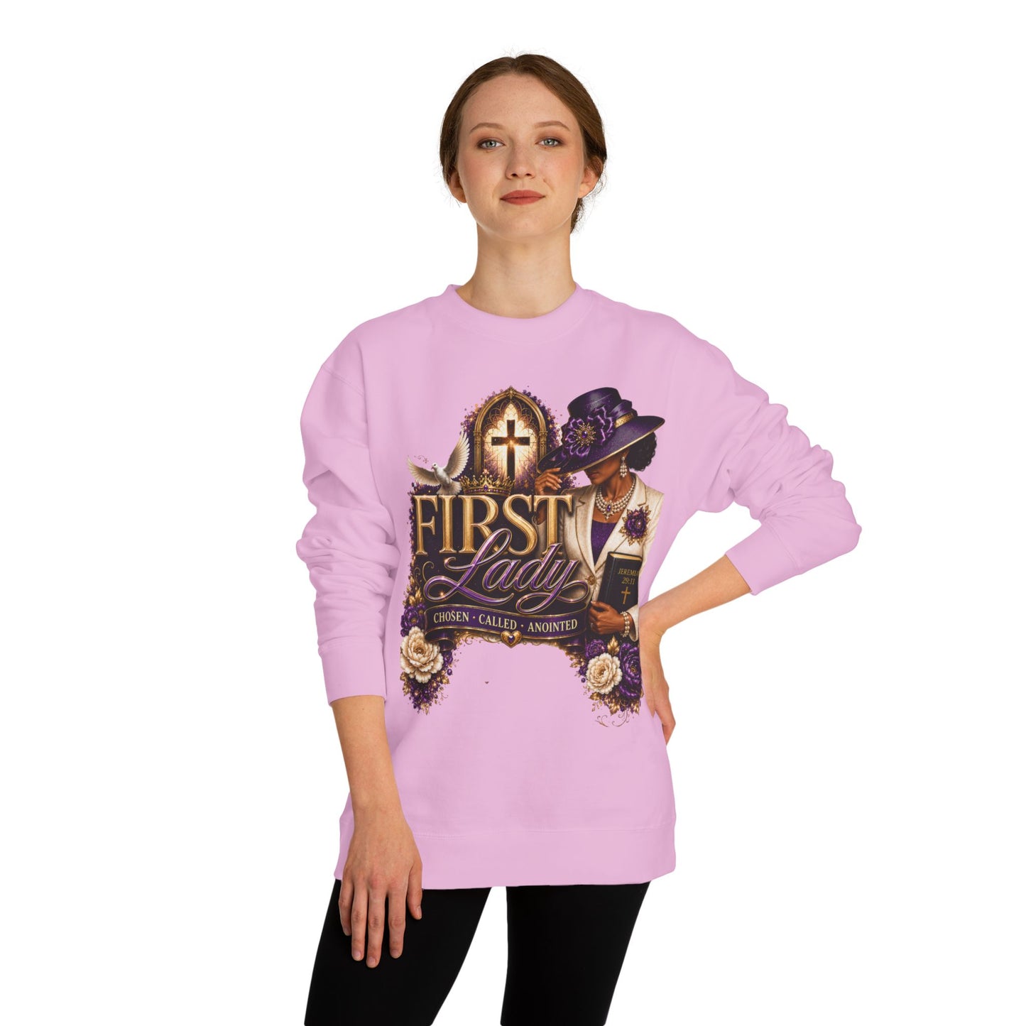 First Lady Church Sweatshirt – Christian Women’s Faith Graphic Crewneck