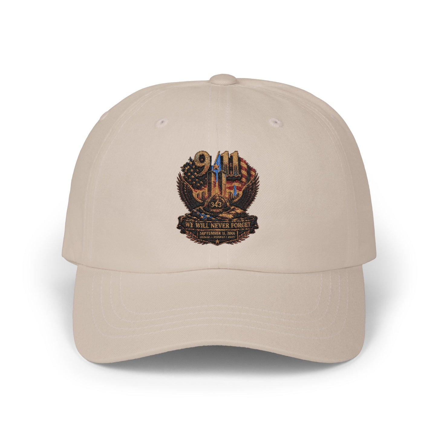 Dad Cap with Embroidered Military Shield Patch