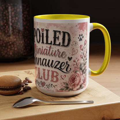 Spoiled Miniature Schnauzer Club Accent Coffee Mug — Cute Dog Mom Gift