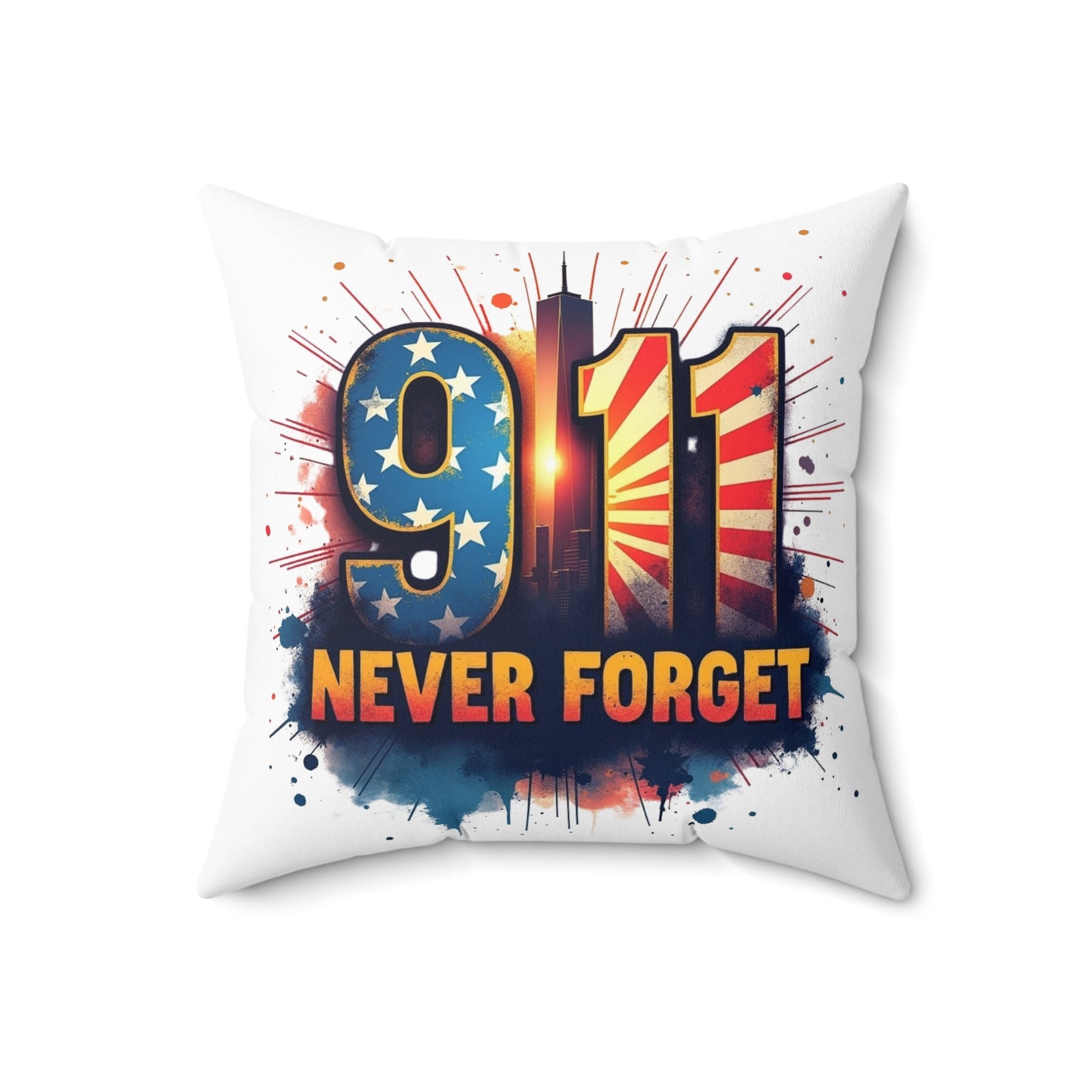 9/11 Never Forget Throw Pillow – Memorial American Flag Tribute