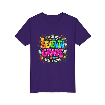 Seventh Grade Kids T-Shirt – “Watch Out Seventh Grade Here I Come” Back-to-School Tee