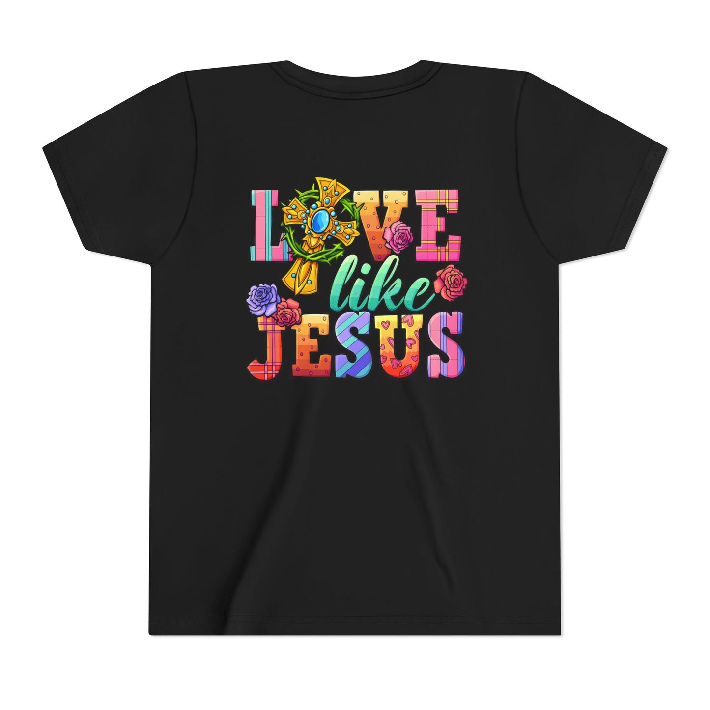 Youth Tee — "Love Like Jesus" Colorful Faith Graphic