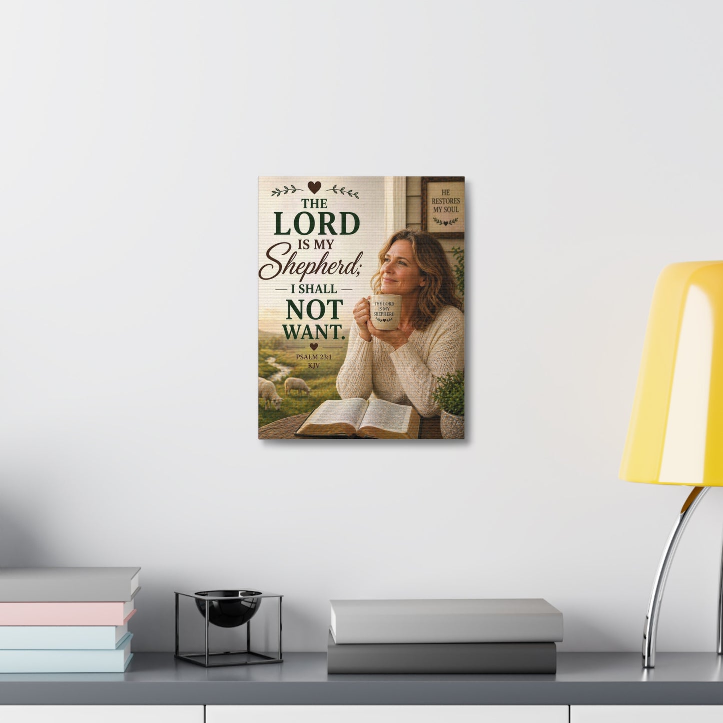 Stretched Canvas - "The Lord Is My Shepherd" Psalm 23:1 Inspirational Christian Wall Art