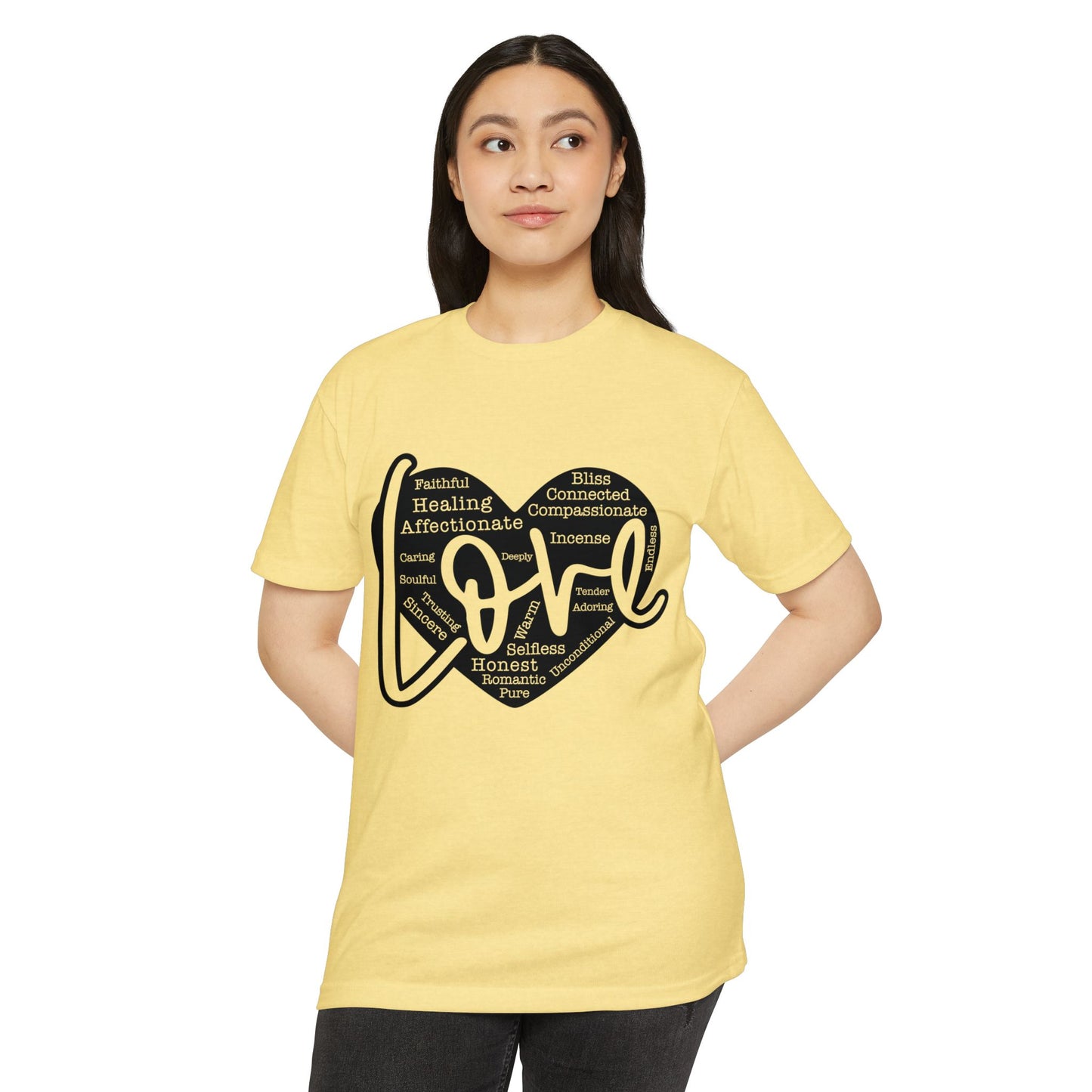 Love Heart Wordcloud T-Shirt — Positive Words Graphic Tee