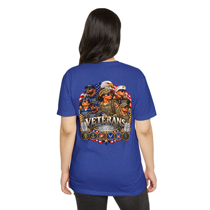 Veterans Tribute T-Shirt – Patriotic Eagle & Service Emblems
