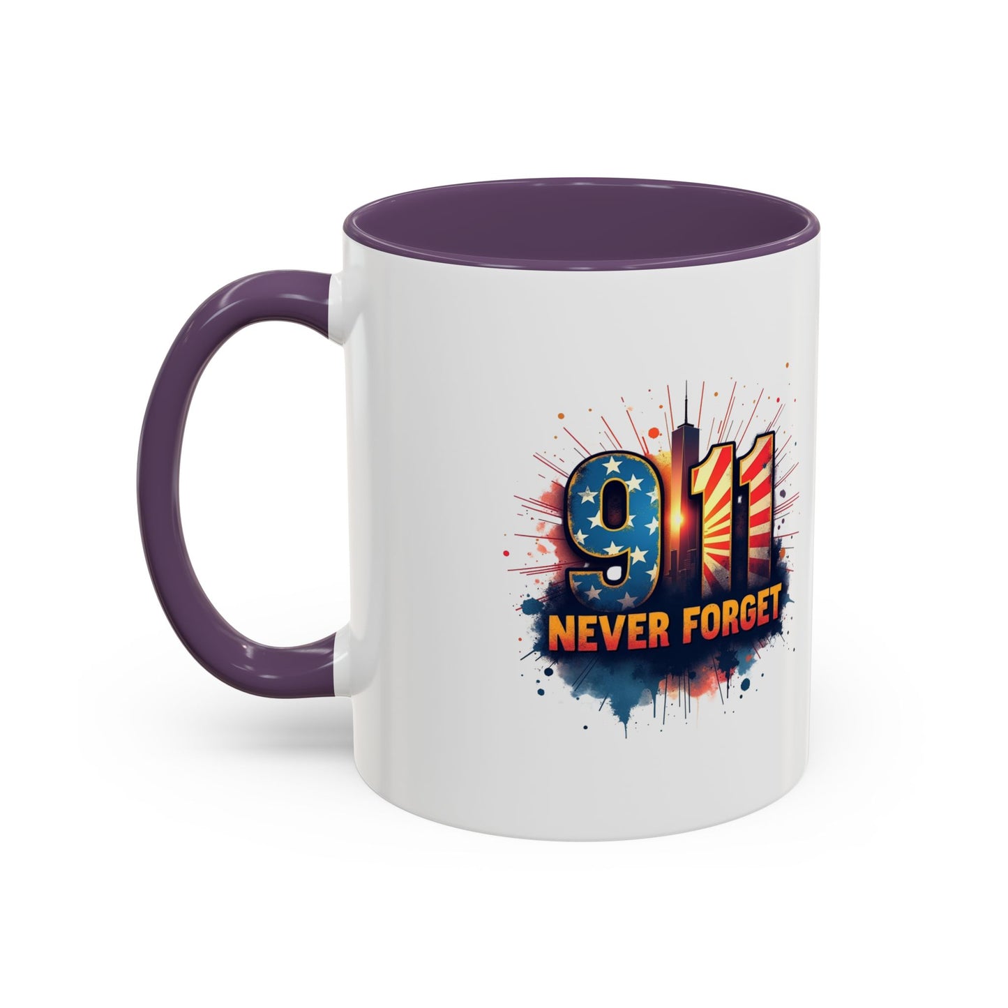 9/11 Never Forget Coffee Mug — Patriotic Memorial Accent Mug