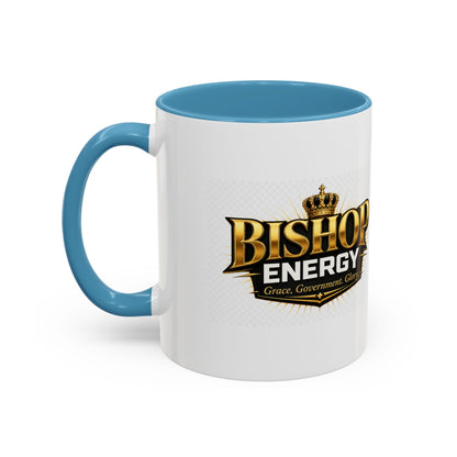 Bishop Energy Coffee Mug — Gold Crown Logo Accent Ceramic Mug (11/15oz)
