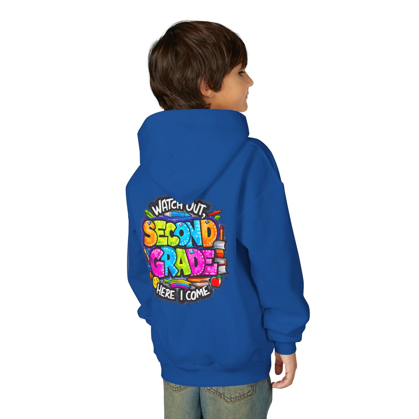 Second Grade Kids' Hoodie - "Watch Out Second Grade Here I Come" Back-to-School Sweatshirt