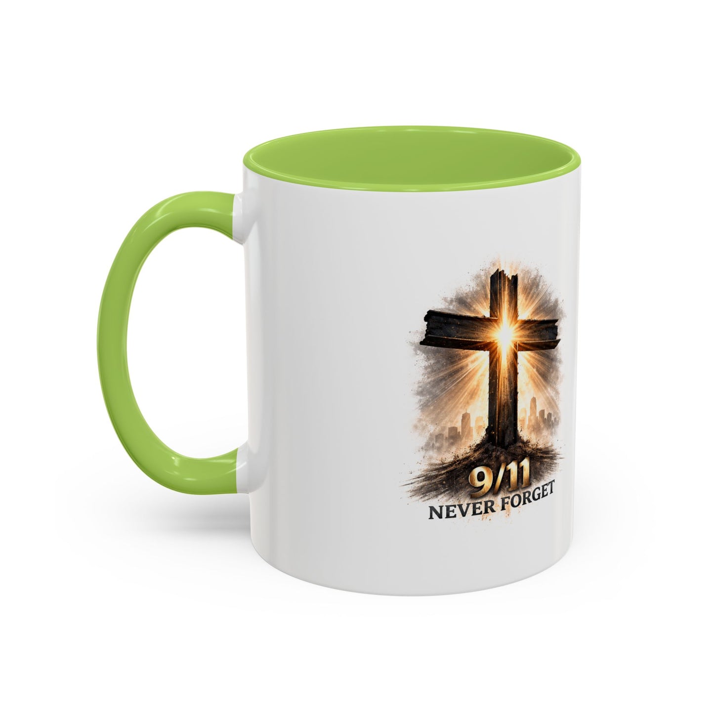 9/11 Never Forget Coffee Mug — Religious Memorial Accent Mug