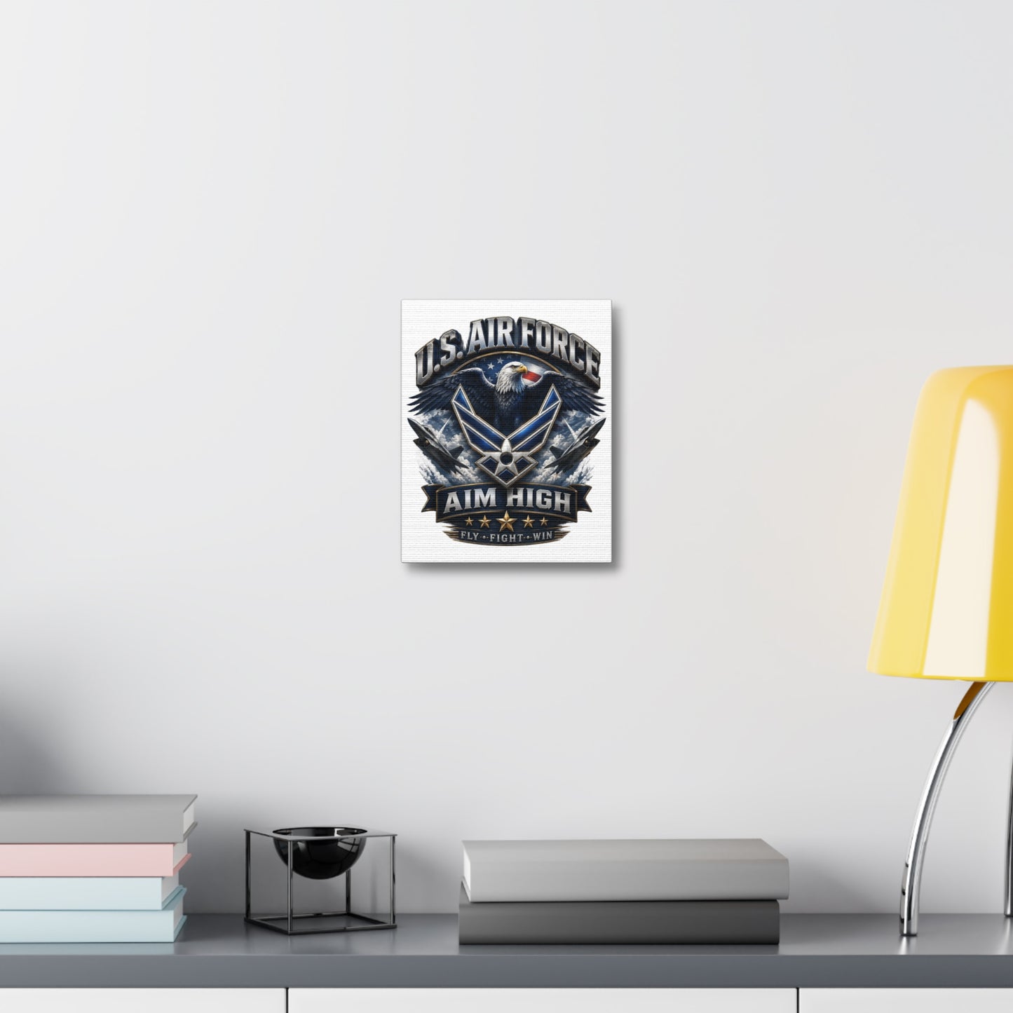 U.S. Air Force Aim High Stretched Canvas – Patriotic Eagle Military Wall Art