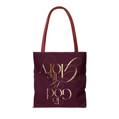 To God Be The Glory Burgundy Tote Bag — Inspirational Christian Scripture Tote