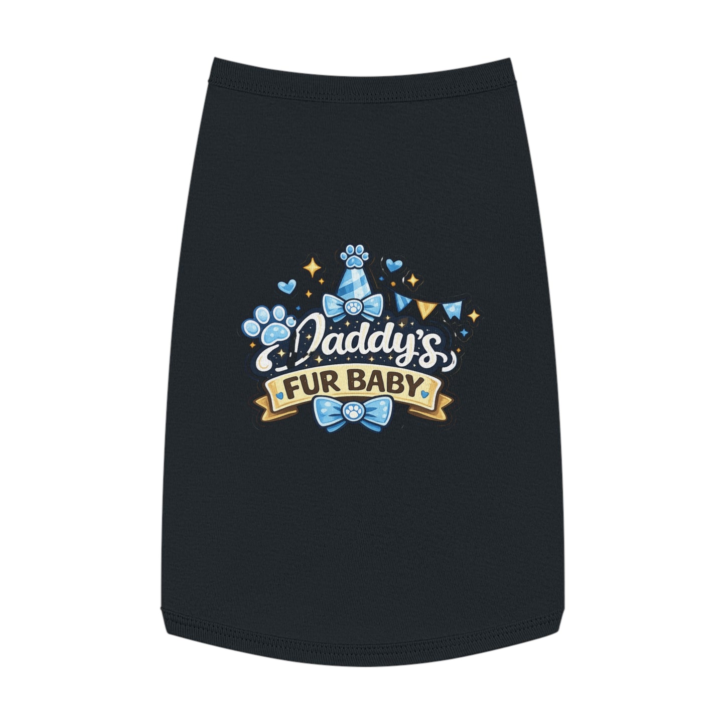 Pet Tank — "Daddy's Fur Baby" Blue Bow Paw Print Dog Tank Top
