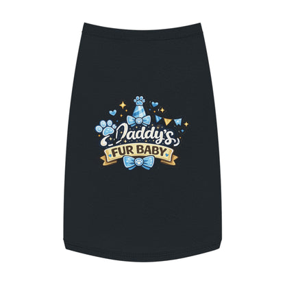 Pet Tank — "Daddy's Fur Baby" Blue Bow Paw Print Dog Tank Top