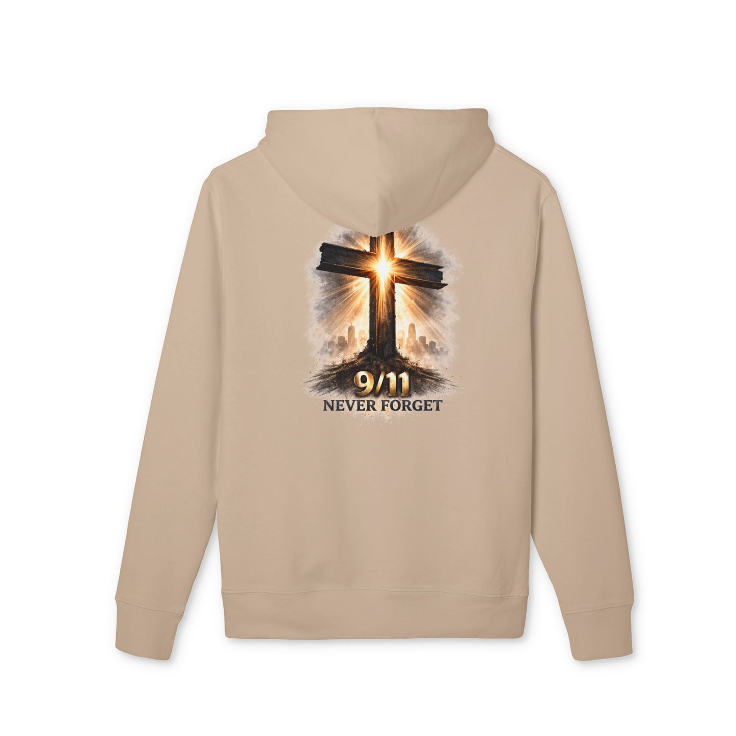 9/11 Never Forget Hoodie — Memorial Cross Tribute Sweatshirt